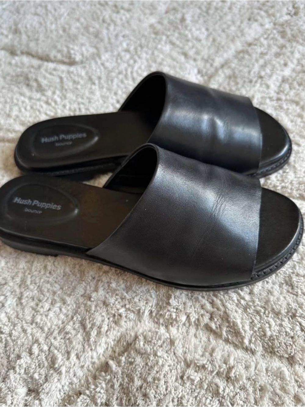 Hush Puppies Women's Black Slide Leather Sandals